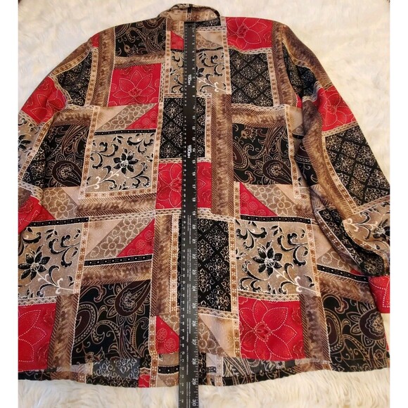 Allison Daley Vtg Art Blouse Size 18W Autumn Floral Button-up Long Sleeve Boho - Picture 4 of 12